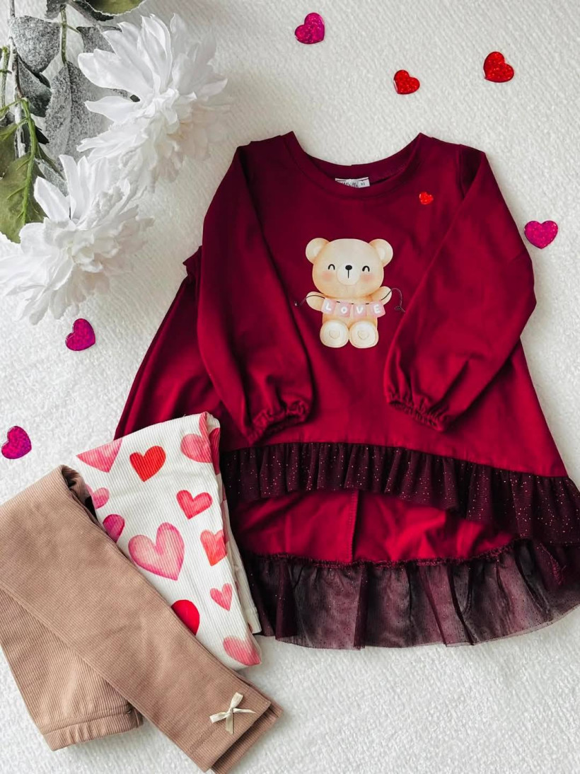 Tunika Oh Love czerwona z misiem Oh Bella