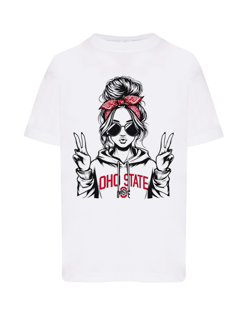 ZA T-shirt BIAŁY - dziewczyna OHO STATE