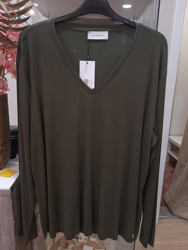 Longsleeve decote em bico verde escura