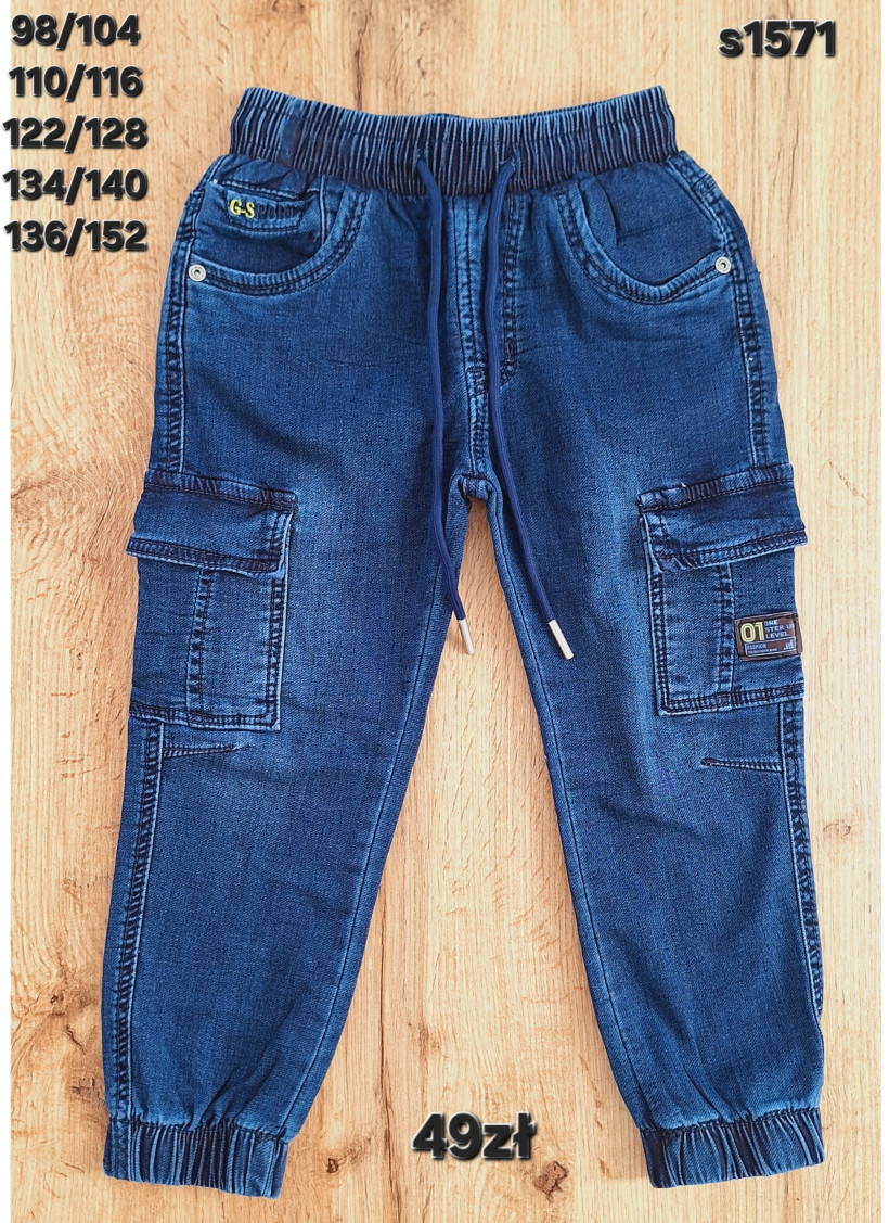 Spodnie jeans z kieszeniami bojówki