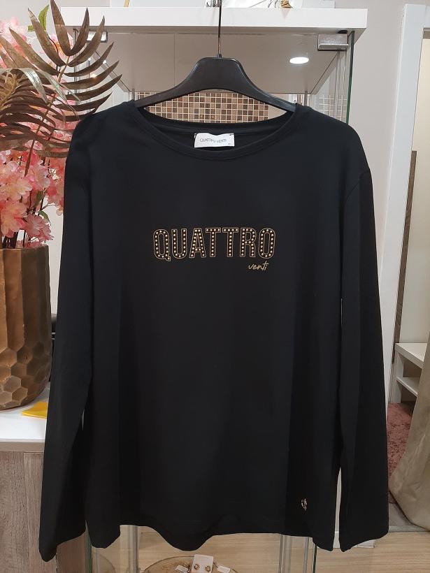 Longsleeve decote redondo preta com letras