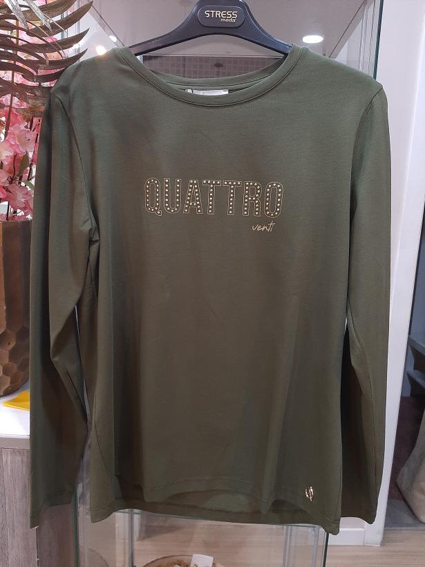 Longsleeve decote redondo verde escura com letras