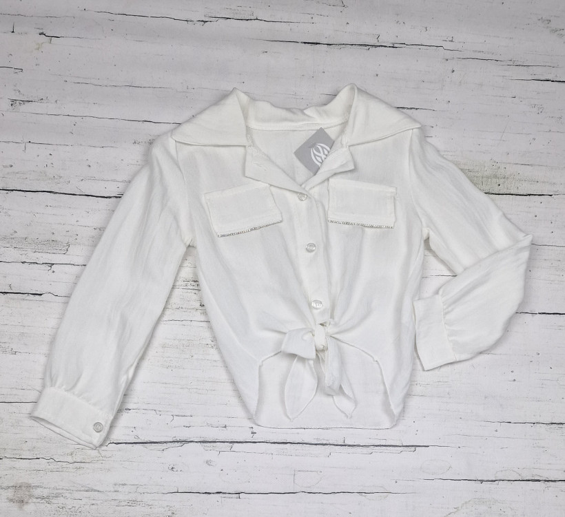 Bluzka biała cyrkoniowe padki