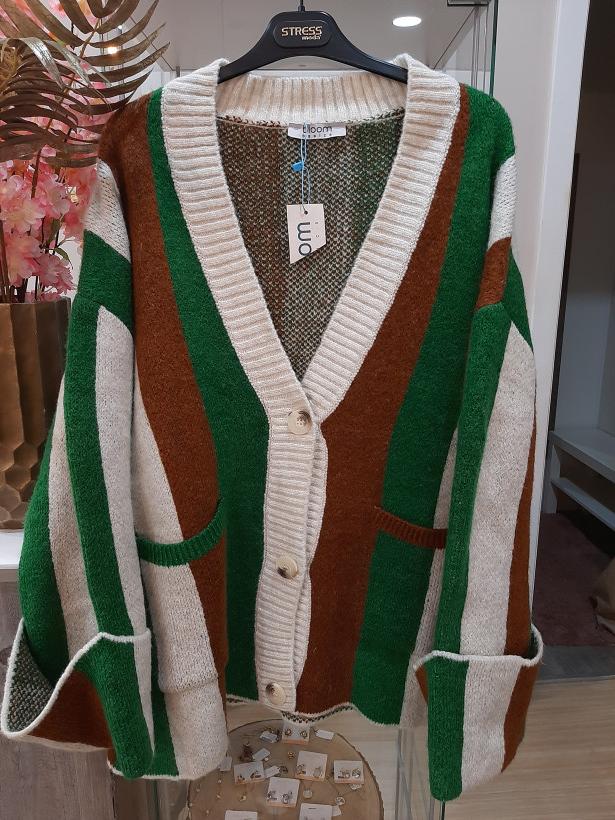 Casaco com tons de castanho e verde escuro