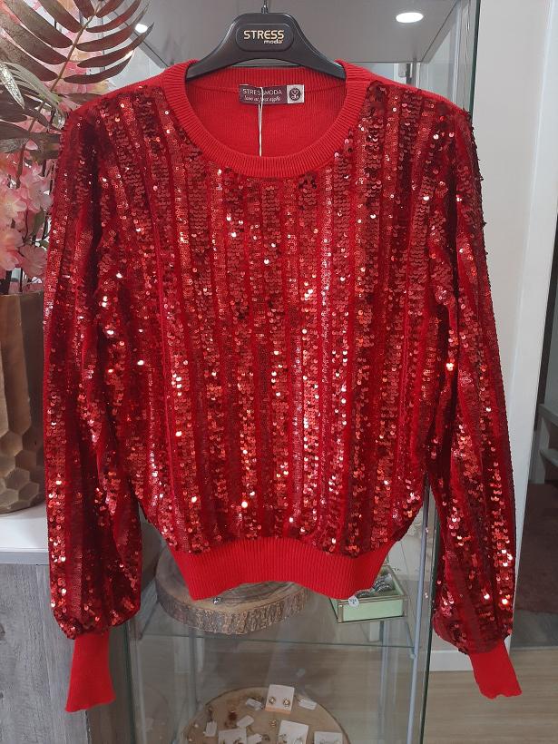 Camisola vermelha com lantejoulas