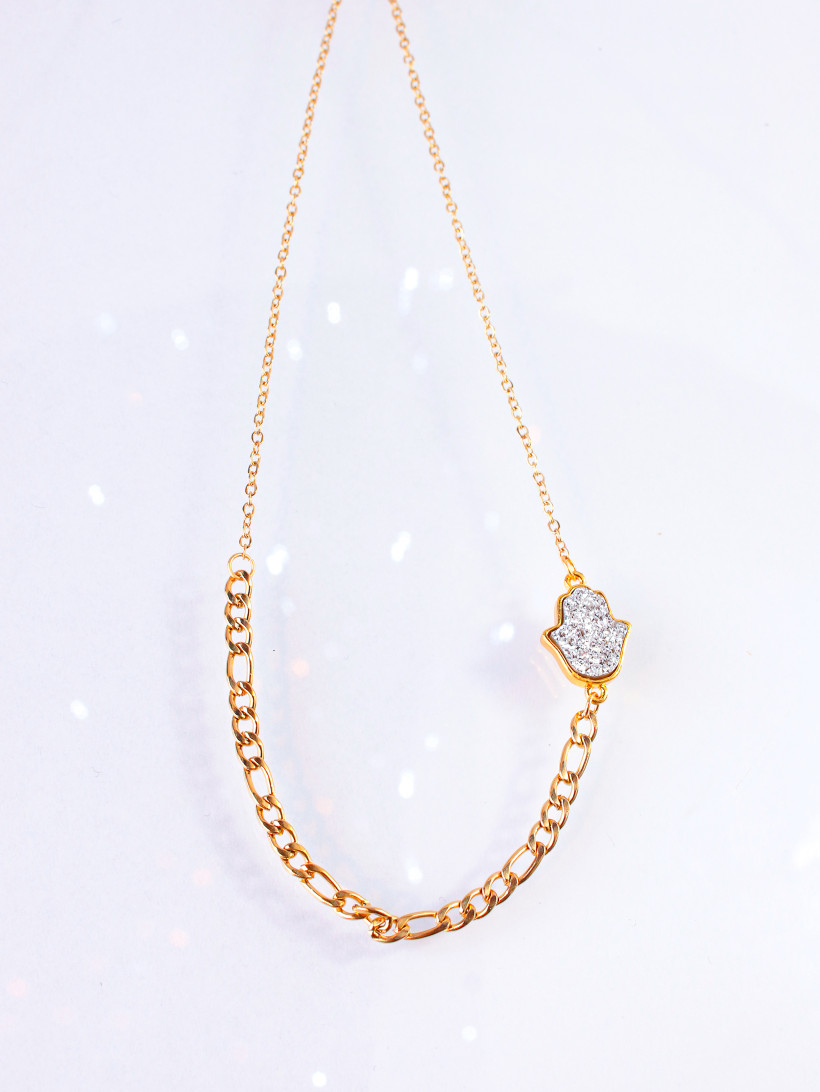 NASZYJNIK Z CYRKONIOWĄ ŁAPKĄFATIMY