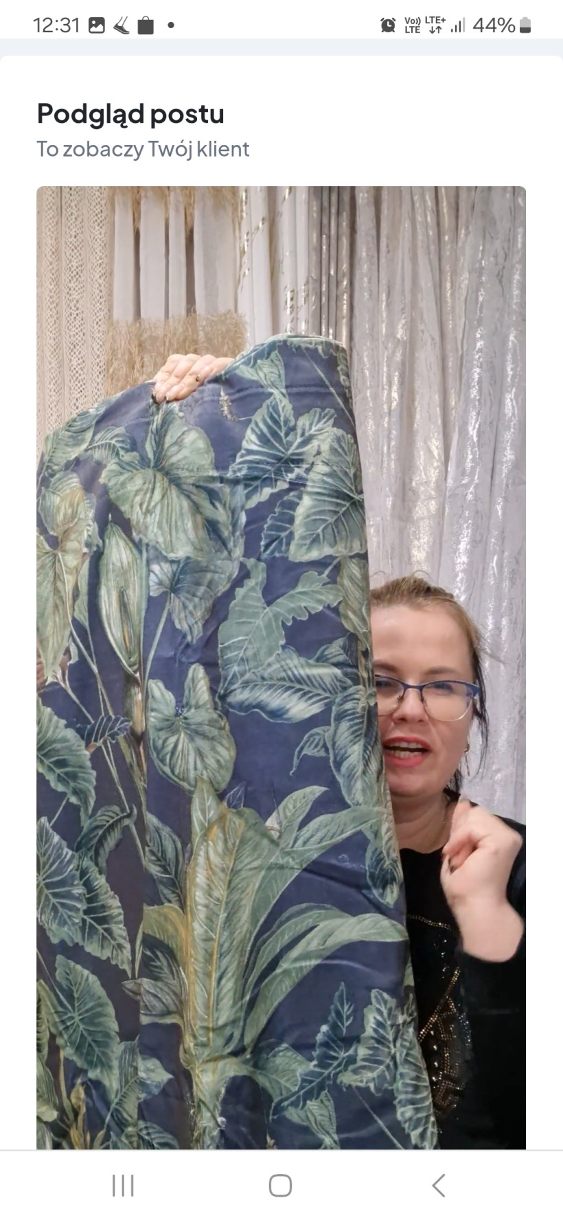 Zaslona Welur granat liście 140x270cm