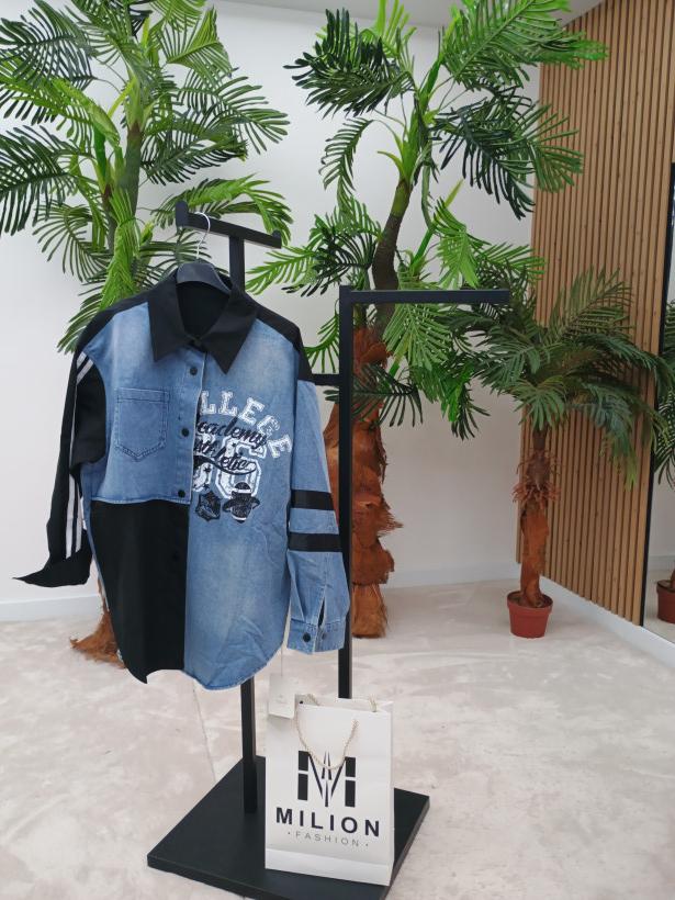 koszula jeans z nadrukiem WYPRZEDAŻ