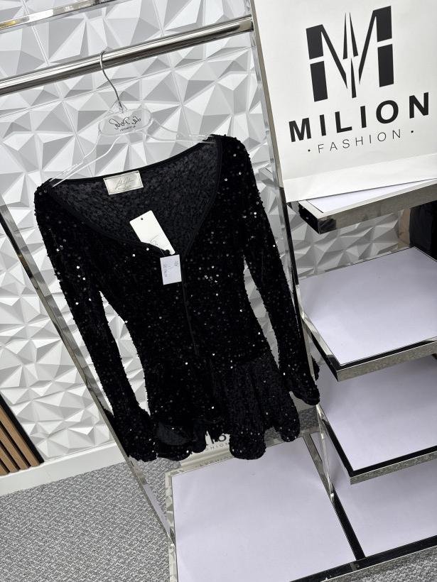 Kombinezon Lil glam welur cekiny czarny