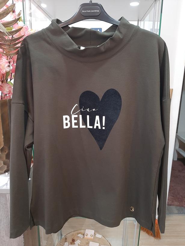 Camisola verde escuro manga comprida Bella