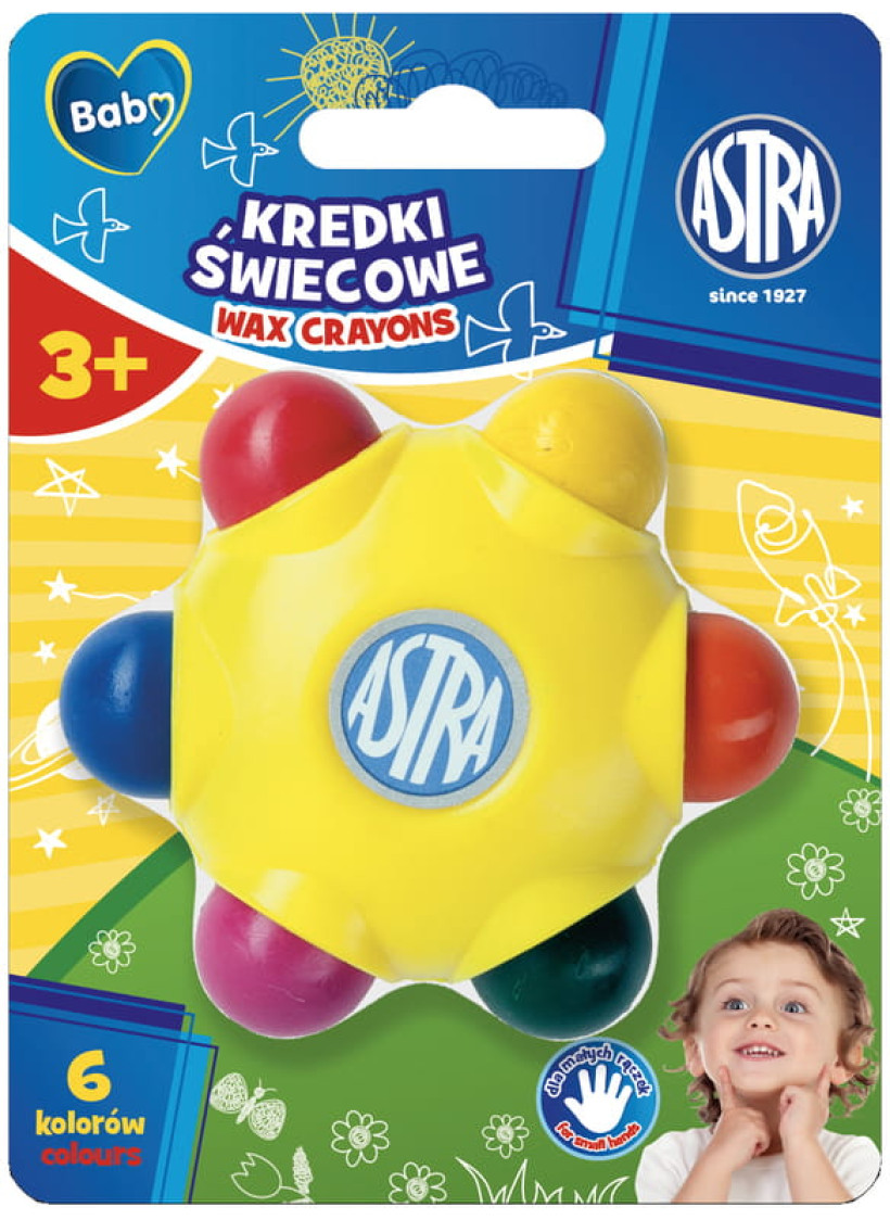 Kredki świecowe w kształcie gwiazdki 6-kol. Baby Astra