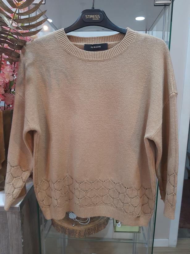 Camisola de malha camel