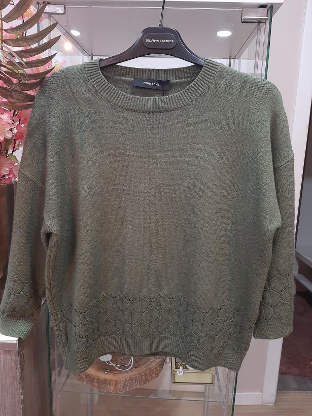 Camisola de malha verde