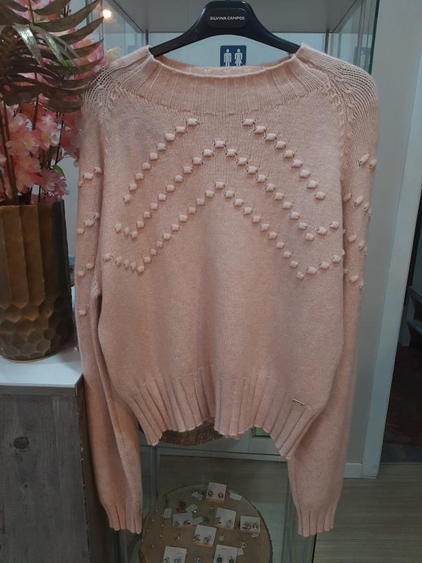 Camisola de malha rosa bebé