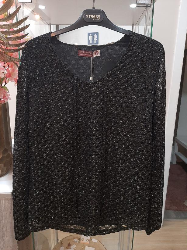 Blusa preta brilhante