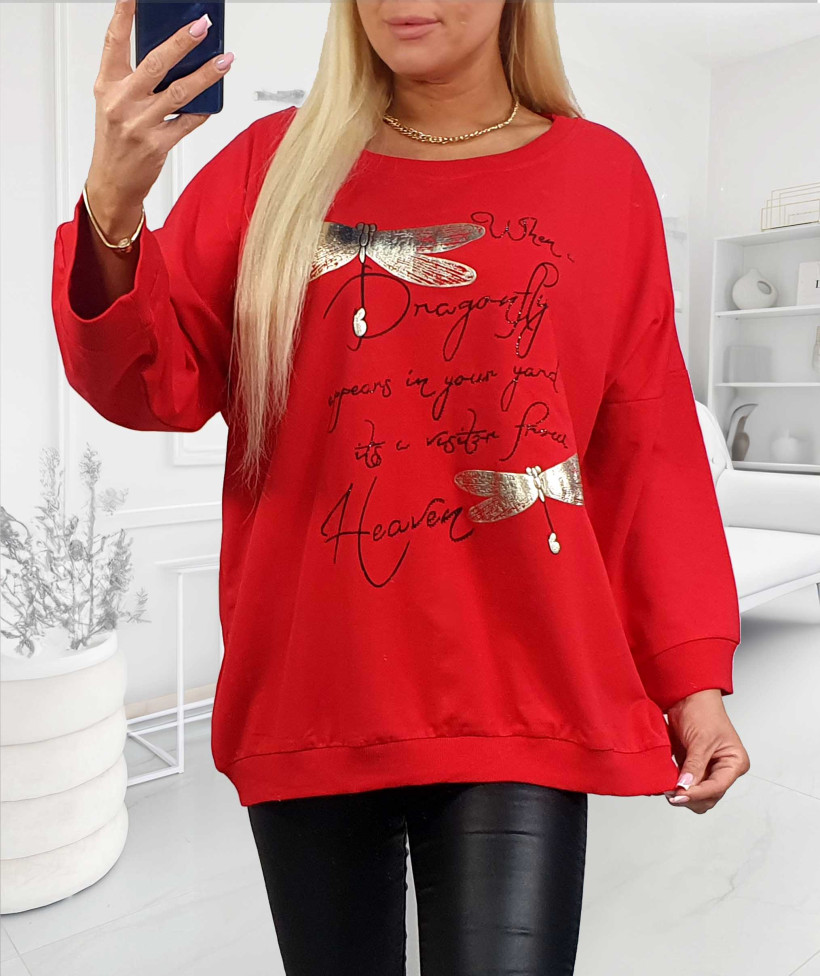 Bluza MEGI Plus Size Ważka - czerwony