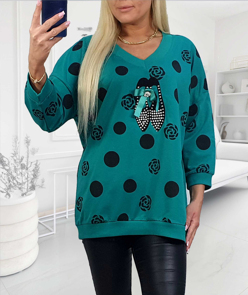 Bluza MEGI Plus Size Szpilki - morski