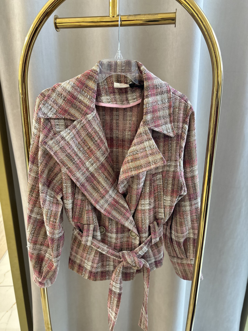 MIHOS ŻAKIET WIĄZANY KOLOROWA KRATKA