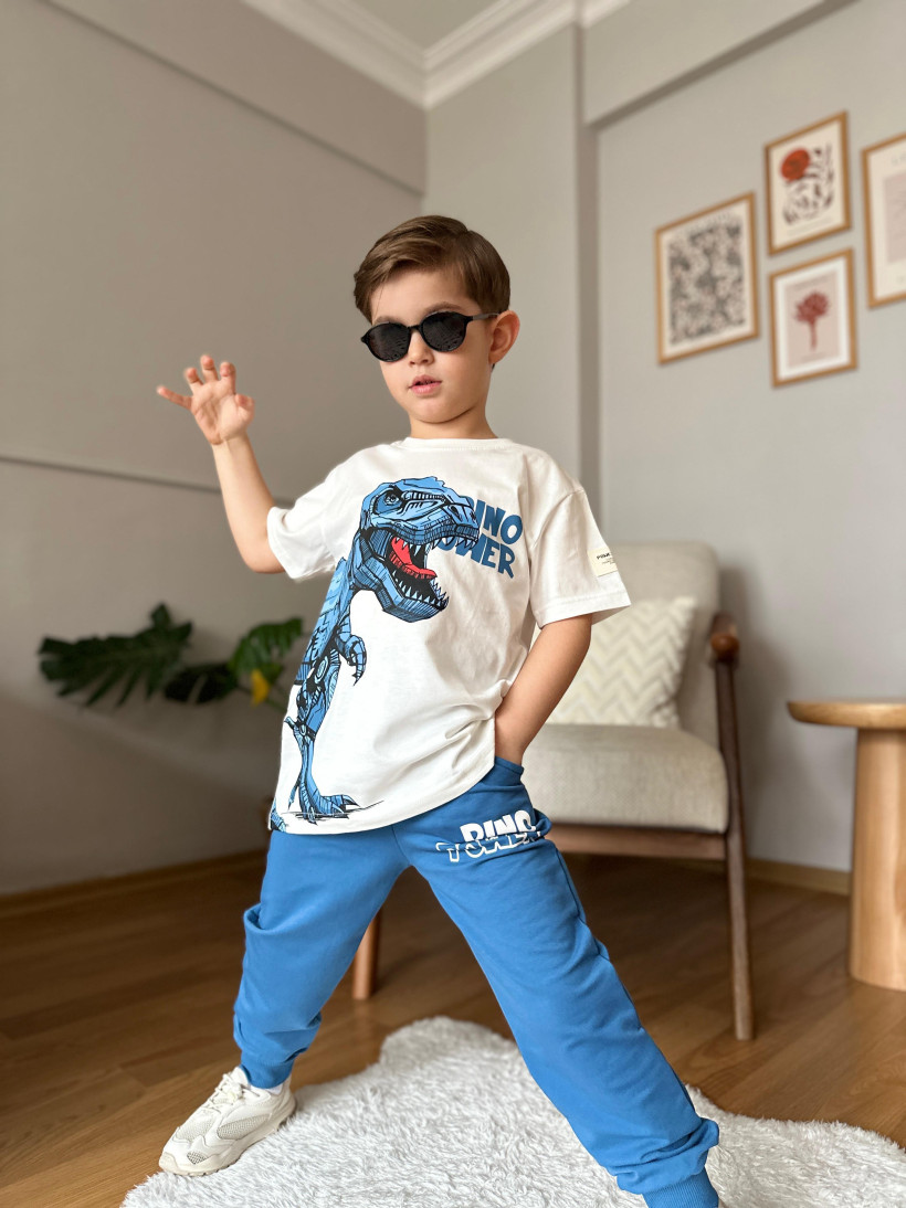 Komplet dino niebieski