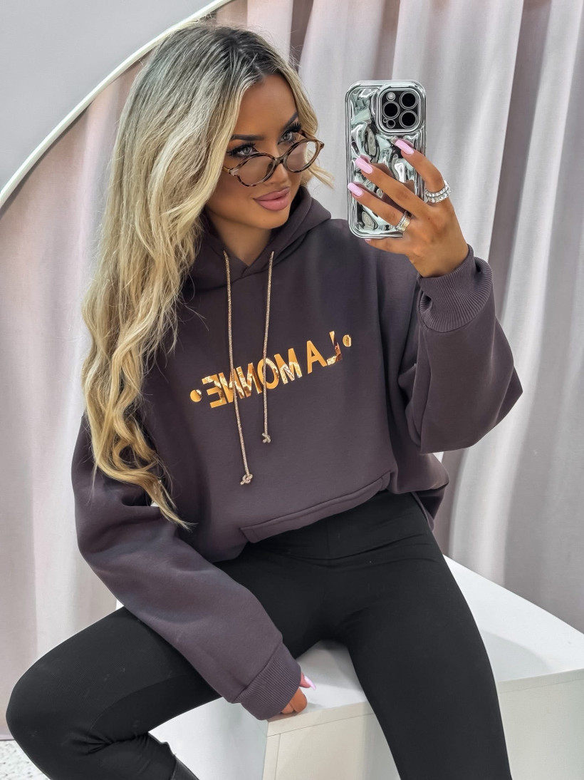 Bluza La Monne czekolada połysk napis