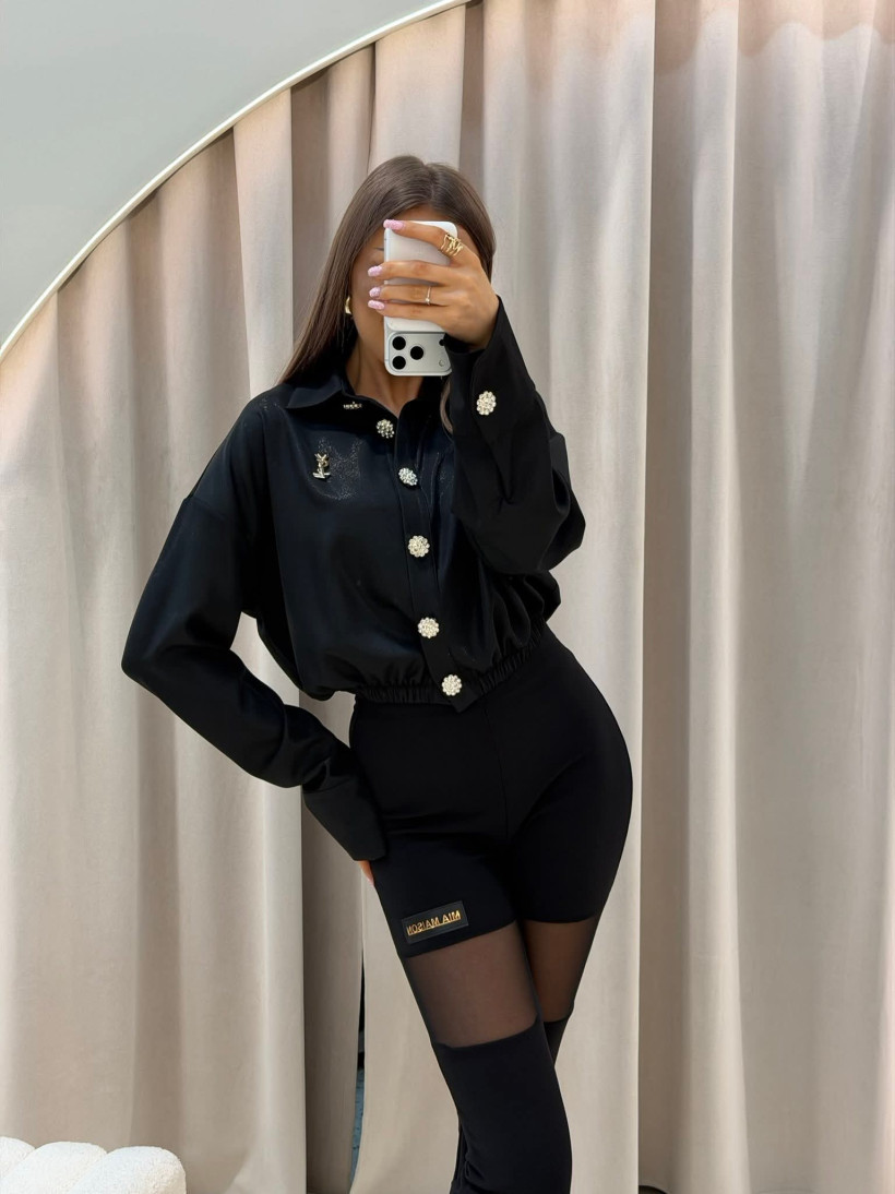 Koszula Mia Maison z połyskiem czarna