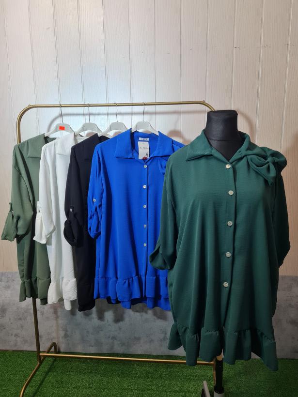 Koszula z falbanką i kokardą Plus Size