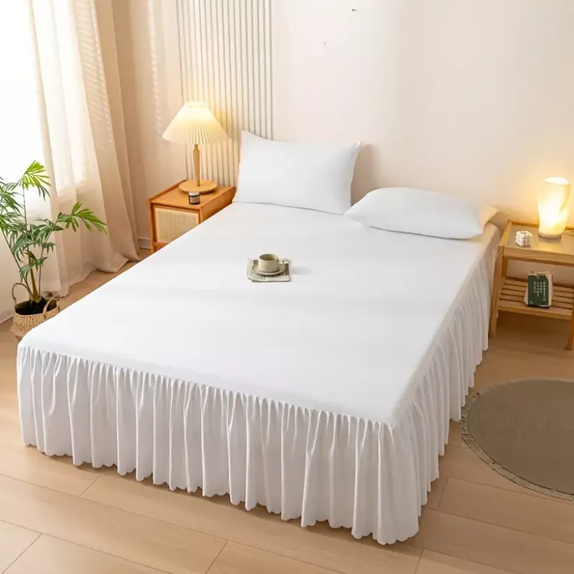 Prześcieradło z falbanką 200x220cm białe RZF-2749