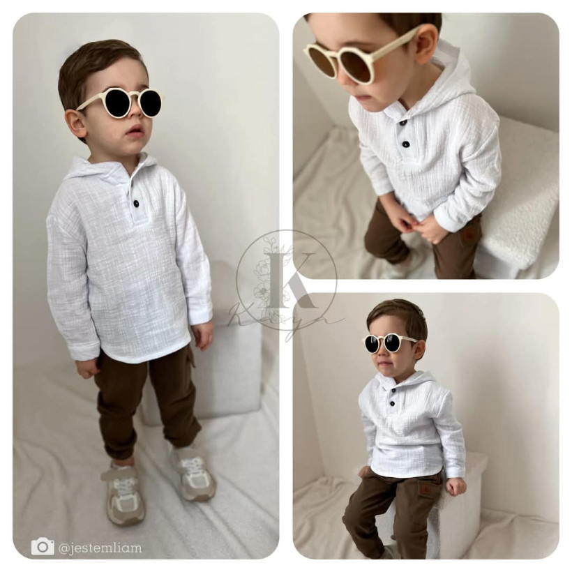 Koszula muślin z kapturkiem biała Kaya