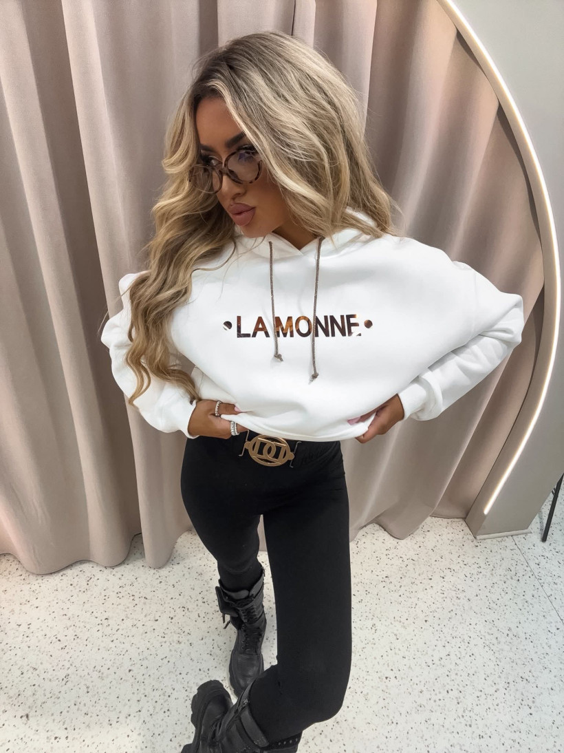 Bluza La Monne ecru połysk napis