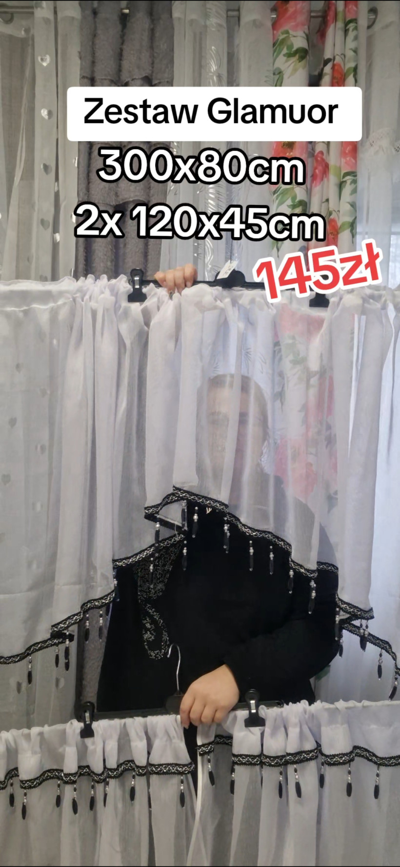 Zestaw kuchenny Glamuor koraliki czarne