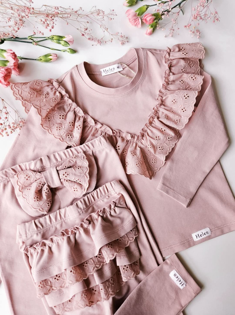 Body/bluzka kolorowa koronka puder Helen