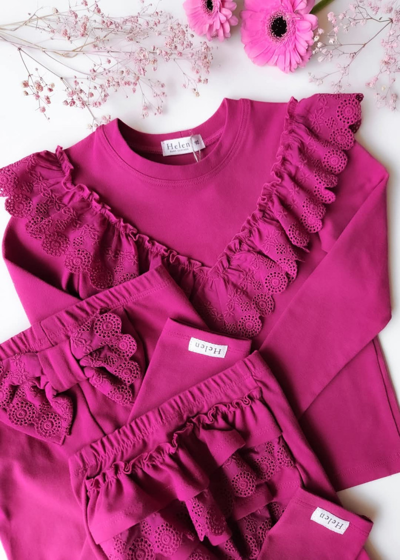 Body/bluzka kolorowa koronka amarant Helen