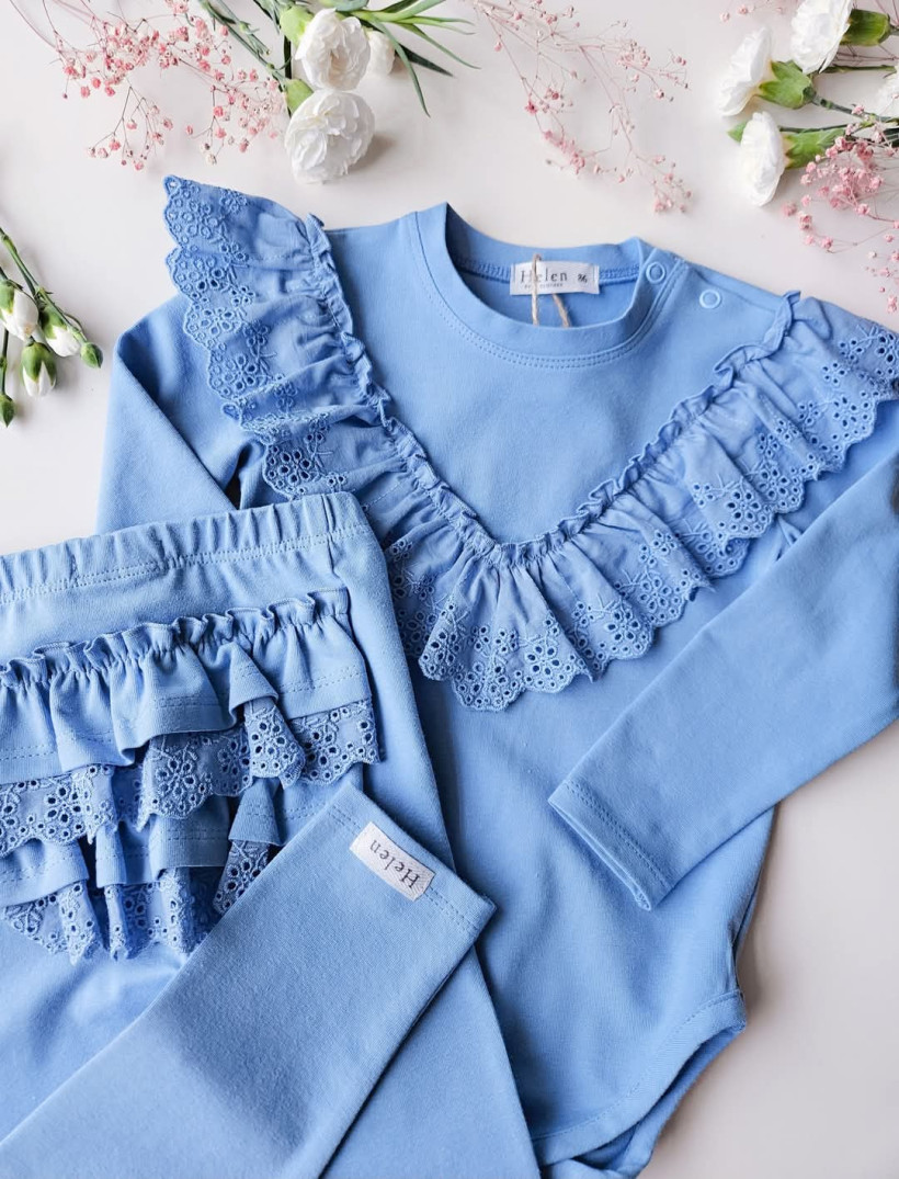 Body/bluzka kolorowa koronka niebieskie Helen