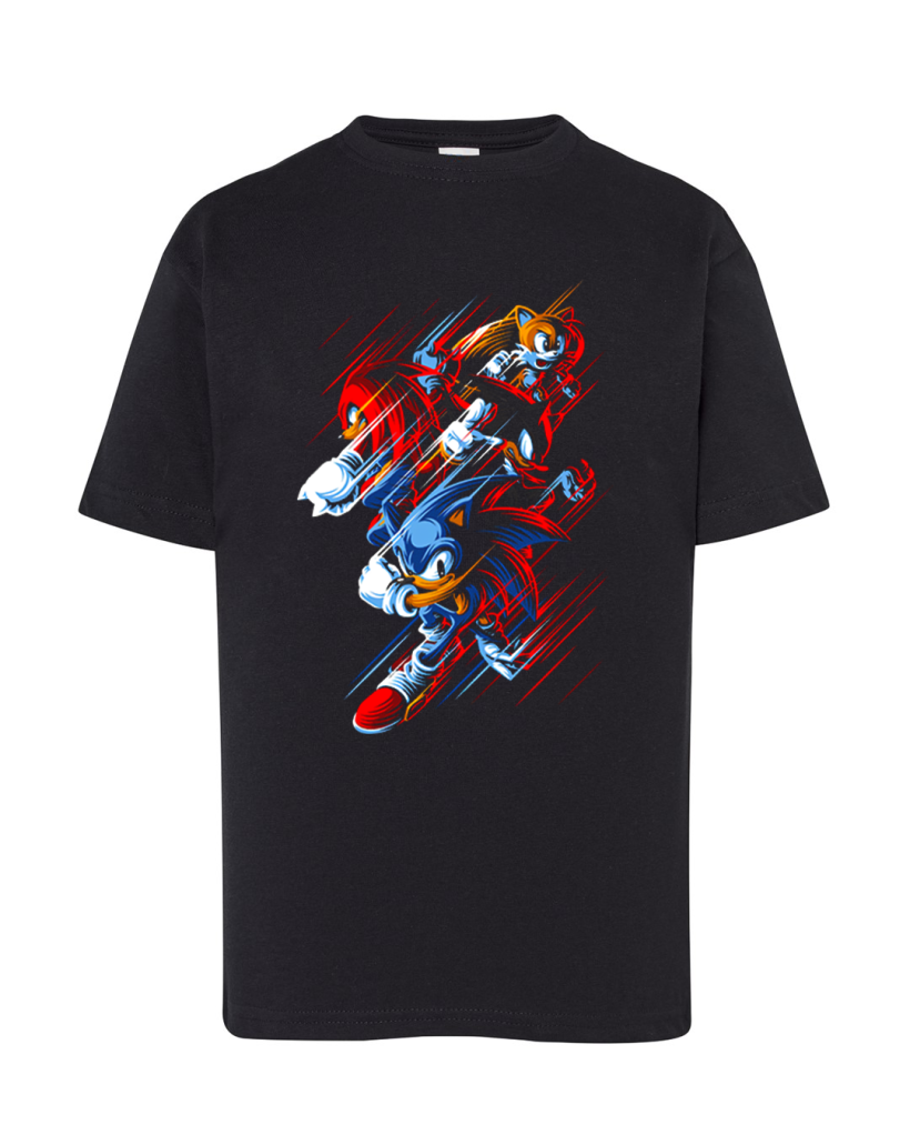 ZA T-shirt CZARNY -SONIC 3 postacie