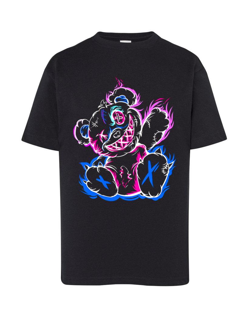 ZA T-shirt CZARNY -kolorowy miś