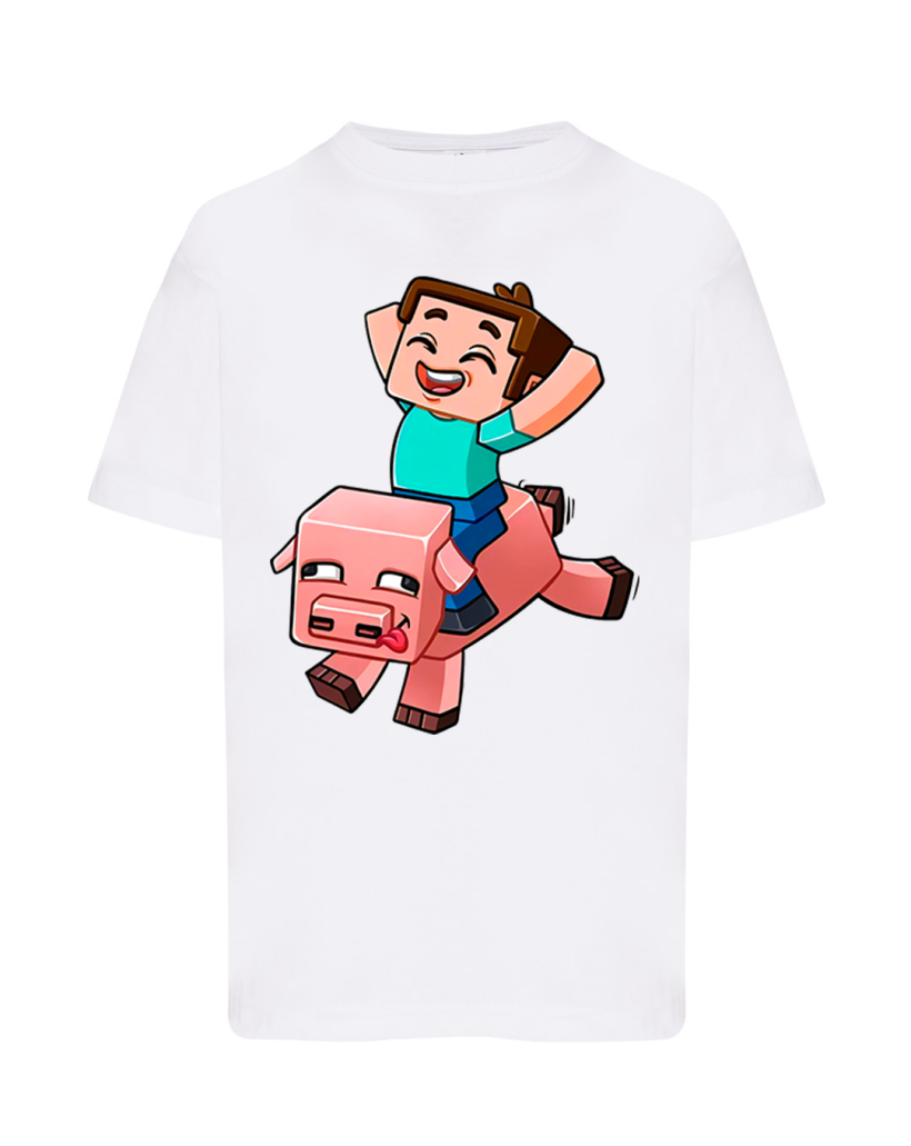 ZA T-shirt BIAŁY -  Maincraft świnka