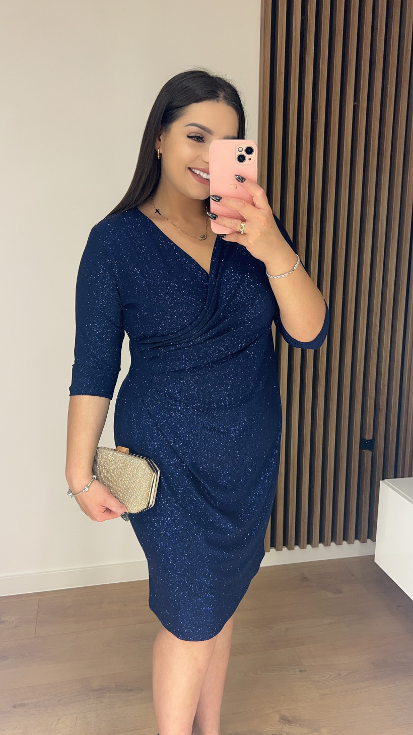 Sukienka NILLA brokatowa granat