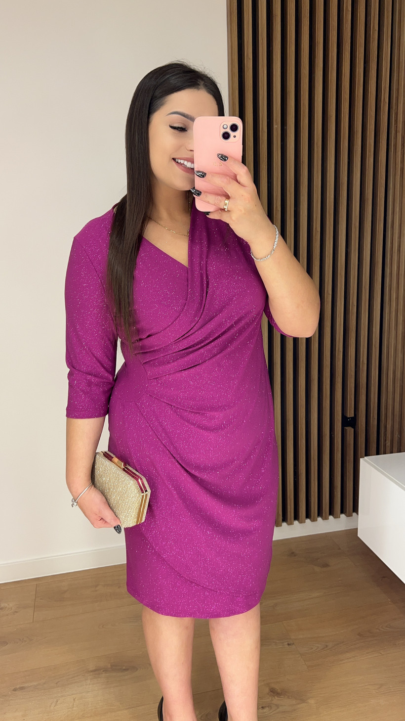 Sukienka NILLA brokatowa śliwka