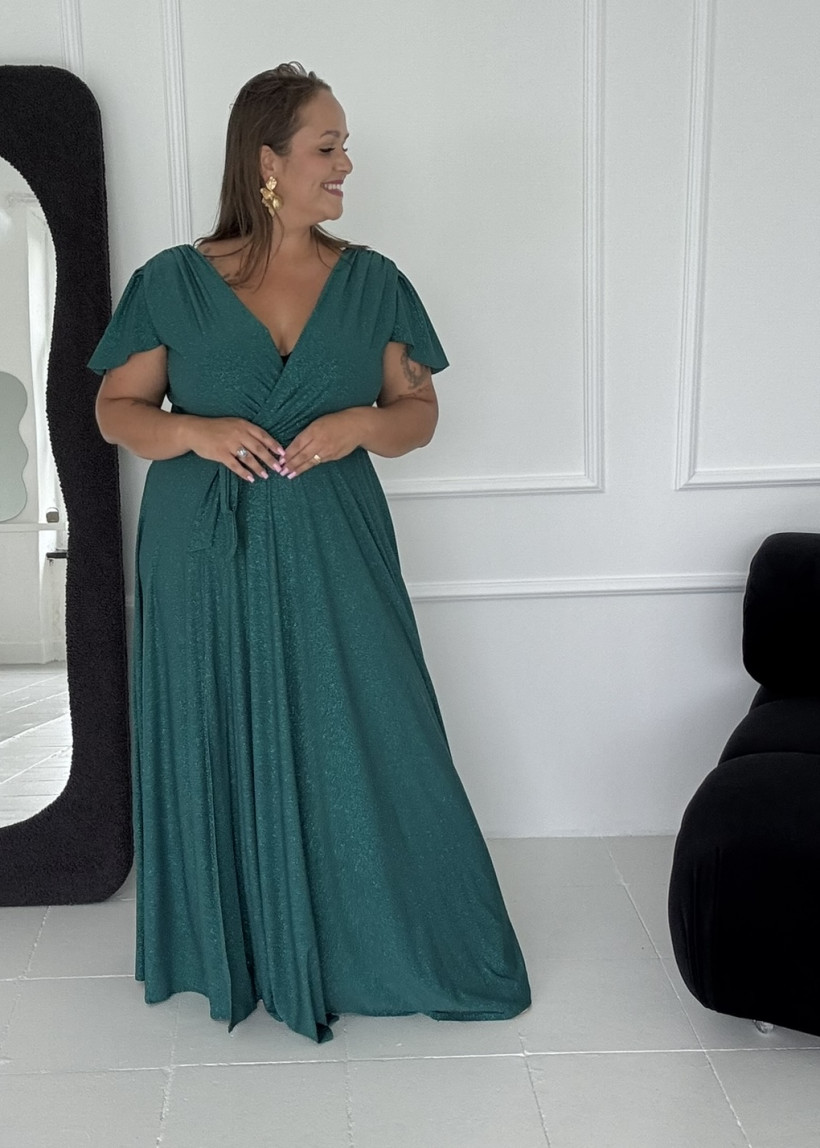 Sukienka Larisa brokatowa butelkowa zieleń