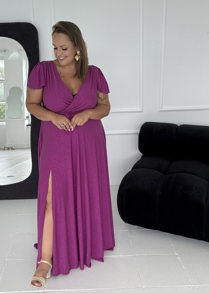 Sukienka Larisa brokatowa śliwka