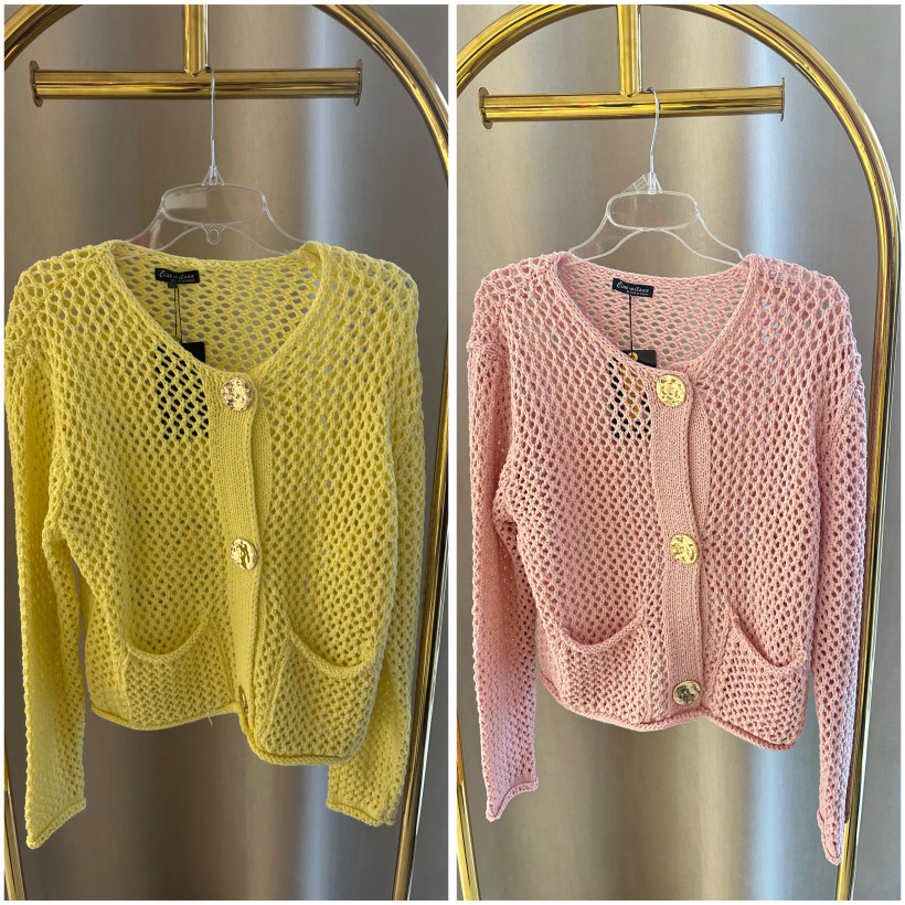 CIAO SWETERKI SIATKA ZŁOTY GUZIK