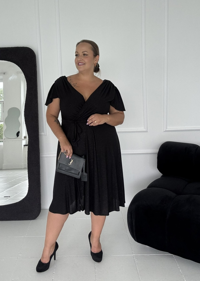 Sukienka LARISA MIDI brokatowa czarna