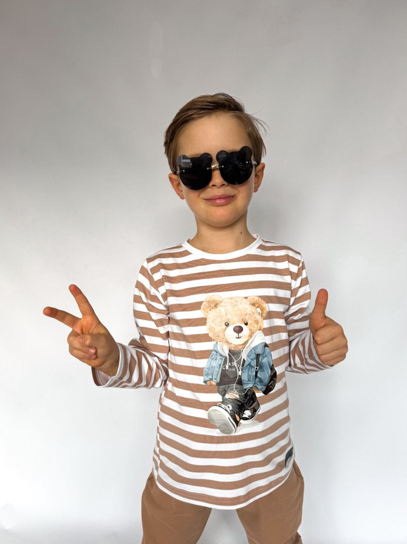 Komplet Body/bluzka +spodnie miś Gamex beż