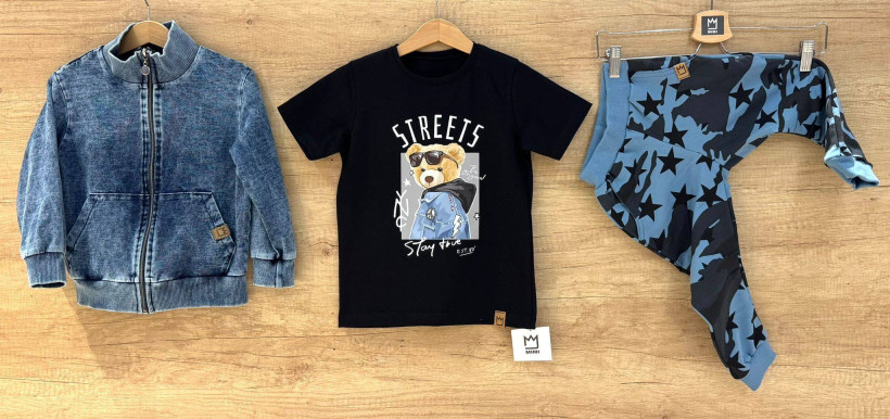 Bluzka czarna Miś z okularami MIMI