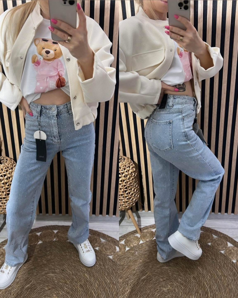 Spodnie jeans cyrkonie T327-5