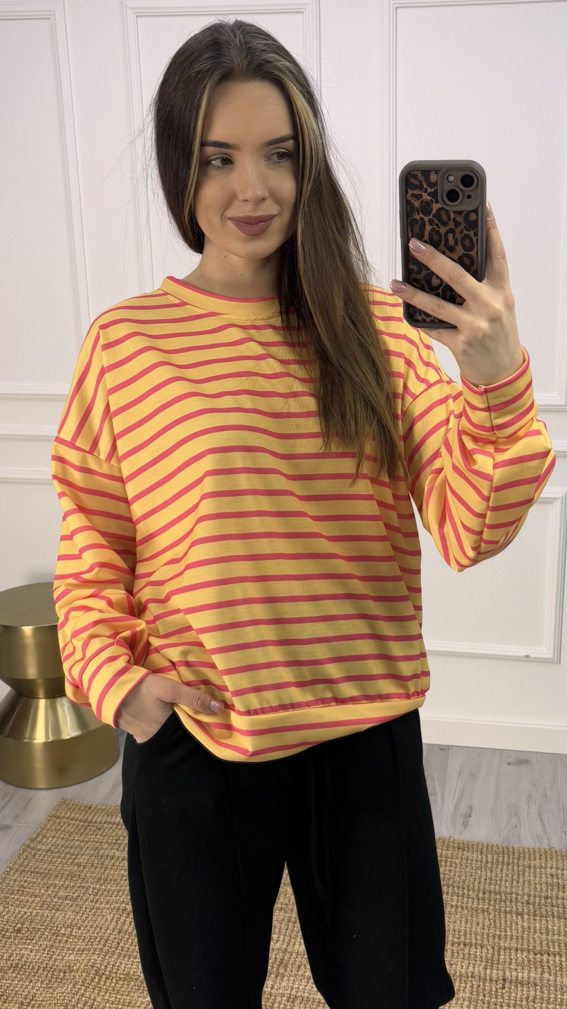 Bluza w paski over size żółta