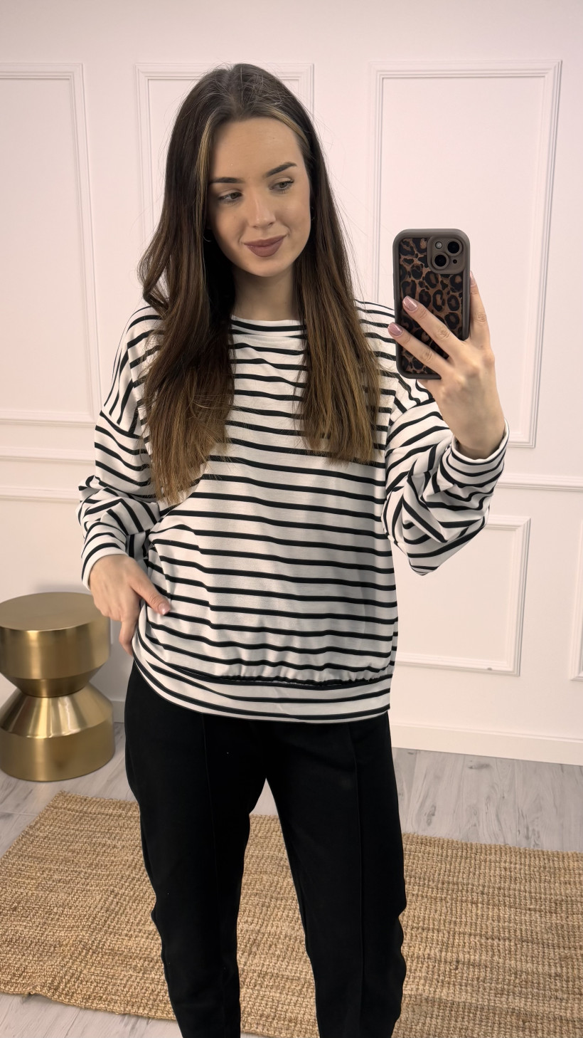 Bluza w paski over size czarno biała