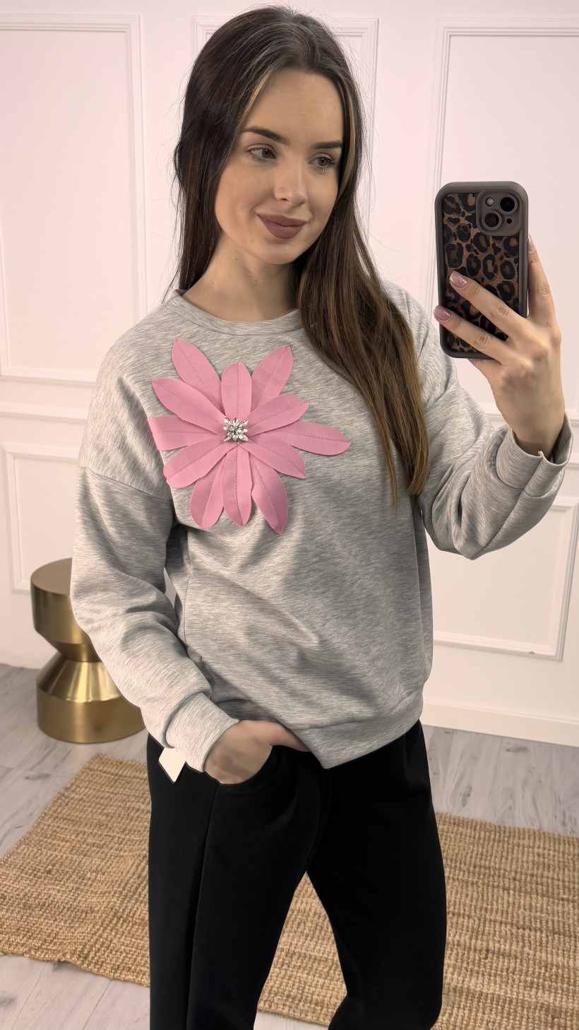 Bluza kwiat- masełko szara