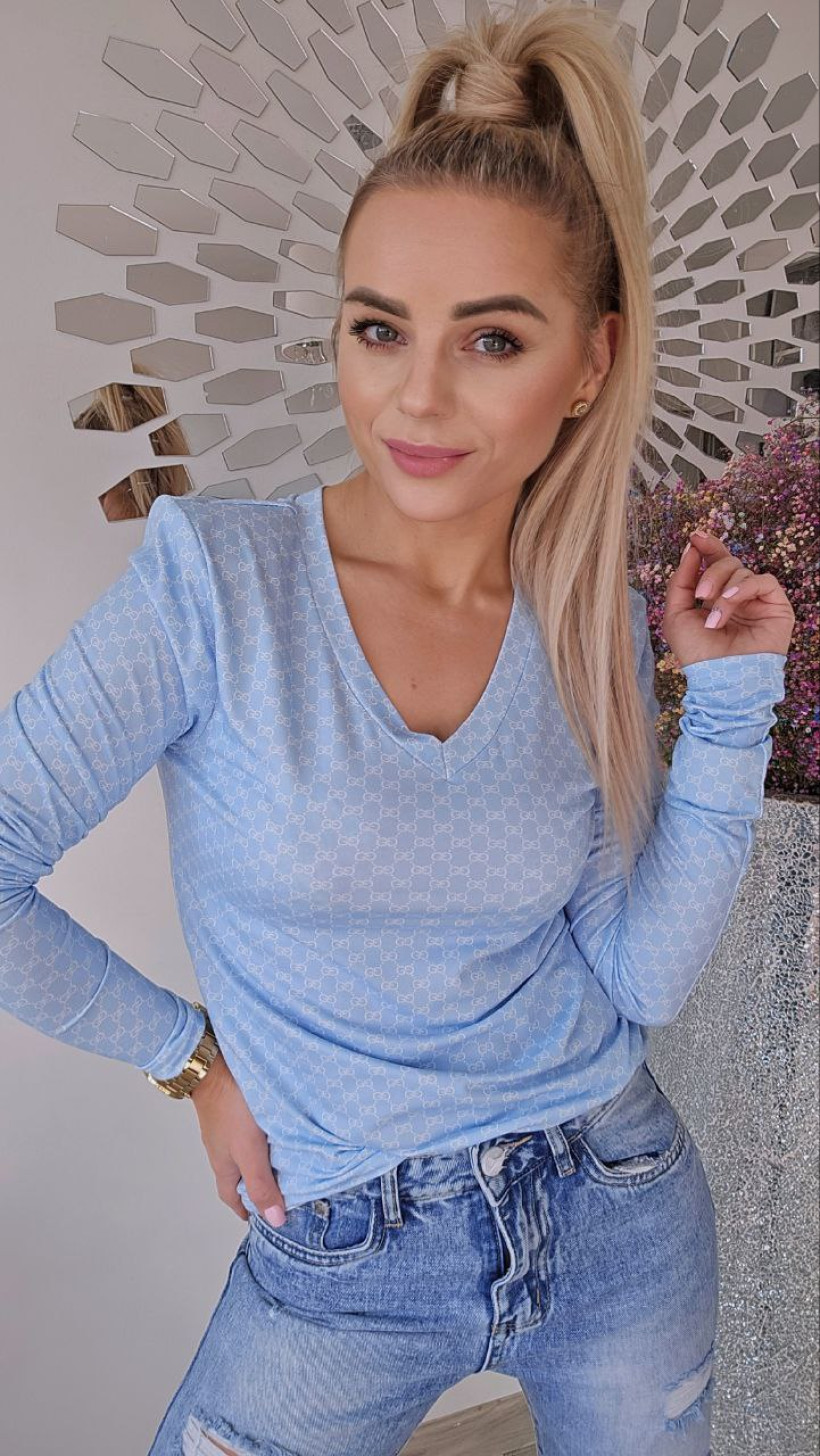 Bluzka Lb lycra wzór aa gucci kolor błękit