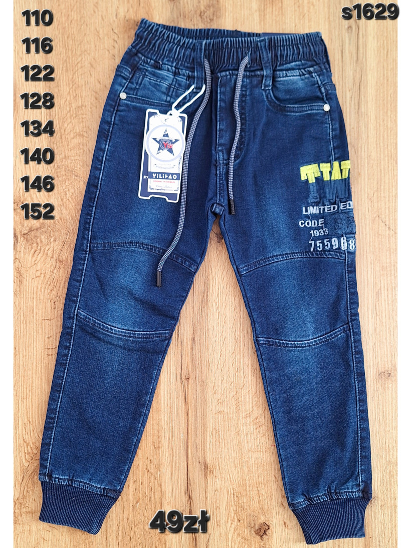 Spodnie jeans ściągacze na nogawce regulacja w pasie
